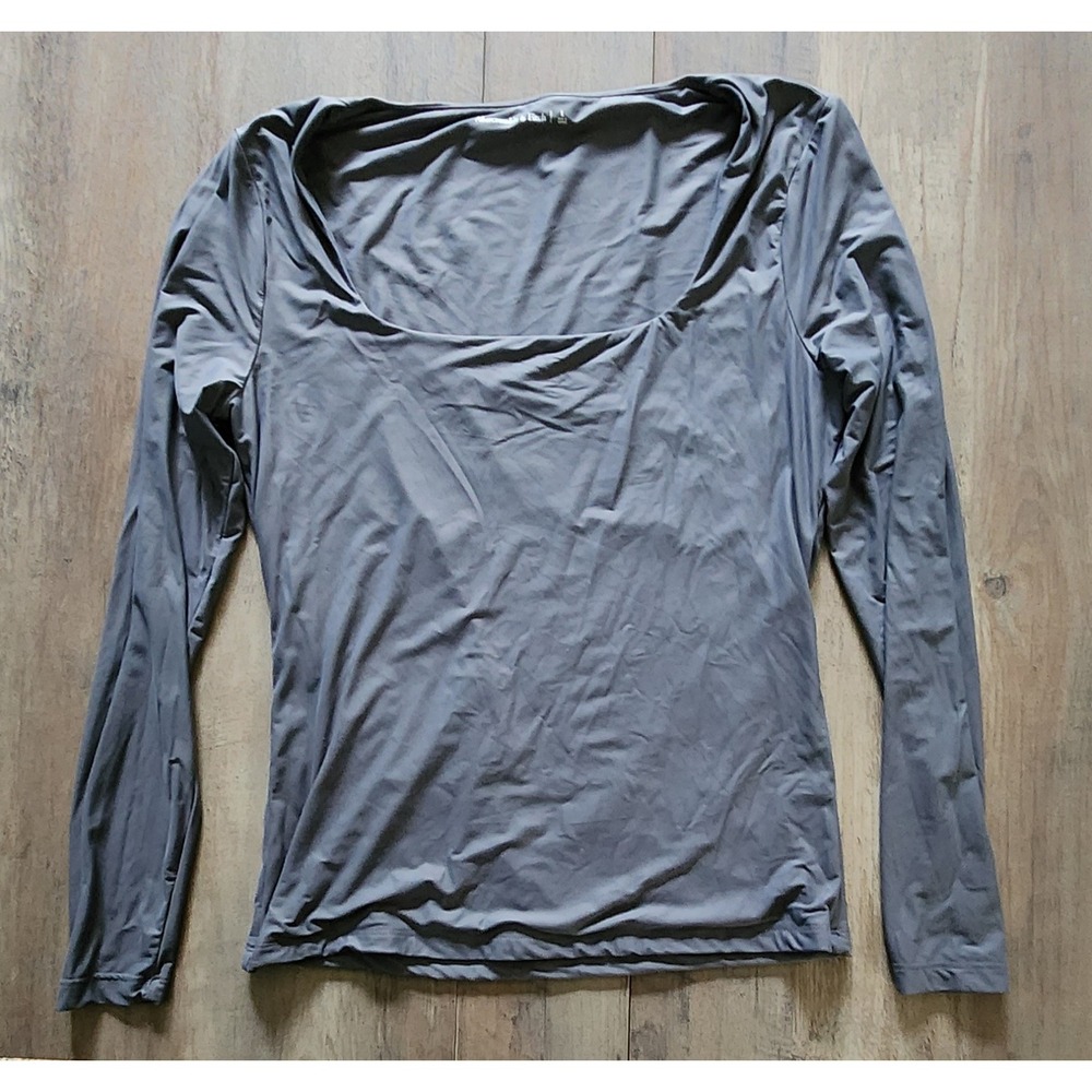 Abercrombie And Fitch Gray Slim Fitting Womens Long Sleeve Shirt L Undershirt